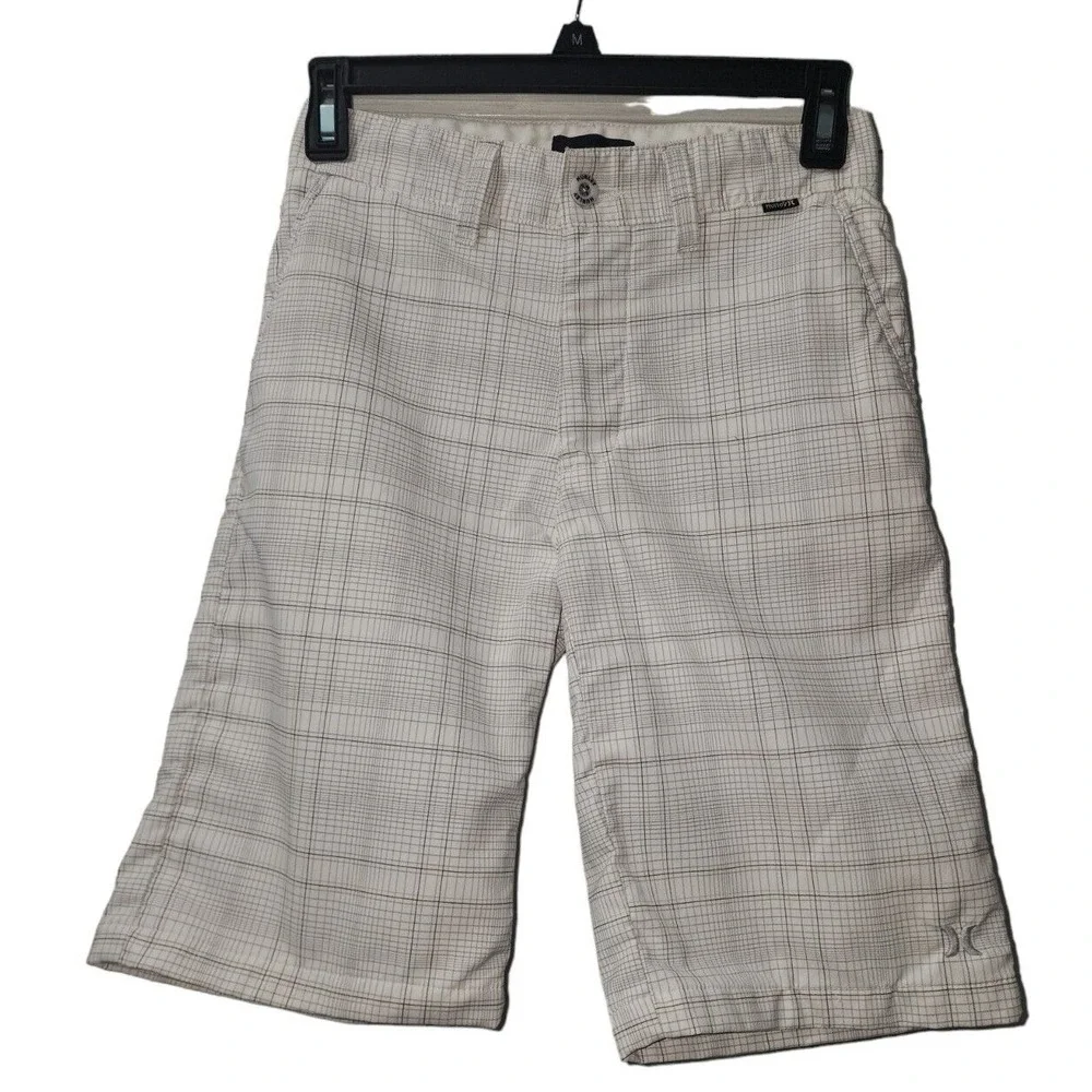 Hurley Plaid Shorts Casual Everyday‎ Walk Shorts Beige Size 25
